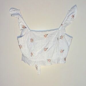 off-shoulder flower crop tank